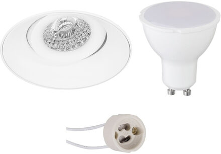 LED Spot Set - Aigi - Pragmi Nivas Pro - GU10 Fitting - Inbouw Rond - Mat Wit - 6W - Helder/Koud Wit 6400K - Trimless