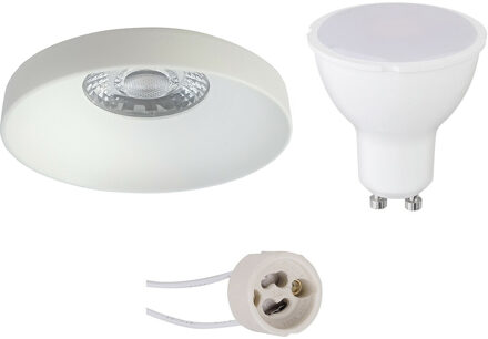 LED Spot Set - Aigi - Pragmi Vrito Pro - GU10 Fitting - Inbouw Rond - Mat Wit - 6W - Helder/Koud Wit 6400K - Ø82mm