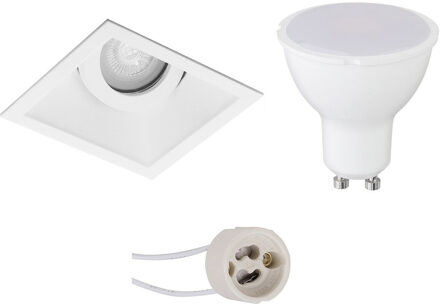 LED Spot Set - Aigi - Pragmi Zano Pro - GU10 Fitting - Inbouw Vierkant - Mat Wit - 6W - Helder/Koud Wit 6400K