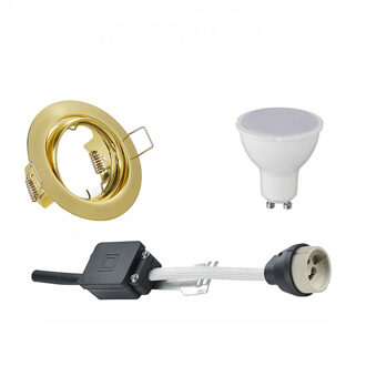 LED Spot Set - Aigi - Trion - GU10 Fitting - Inbouw Rond - Mat Goud - 6W - Warm Wit 3000K - Kantelbaar Ø83mm Goudkleurig