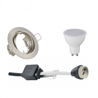 LED Spot Set - Aigi - Trion - GU10 Fitting - Inbouw Rond - Mat Nikkel - 6W - Helder/Koud Wit 6400K - Kantelbaar Ø83mm Zilverkleurig