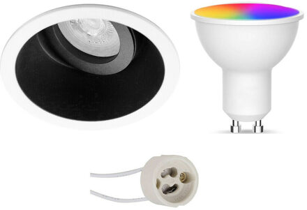 LED Spot Set GU10 - Facto - Smart LED - Wifi LED - Slimme LED - 5W - RGB+CCT - Aanpasbare Kleur - Dimbaar - Zwart