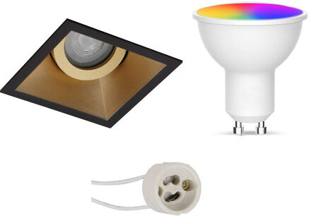 LED Spot Set GU10 - Facto - Smart LED - Wifi LED - Slimme LED - 5W - RGB+CCT - Aanpasbare Kleur - Dimbaar - Zwart