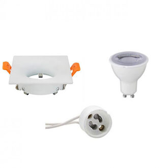 LED Spot Set - GU10 Fitting - Dimbaar - Inbouw Vierkant - Mat Wit - 6W - Helder/Koud Wit 6400K - 85mm