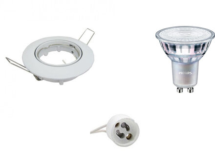 LED Spot Set - GU10 Fitting - Inbouw Rond - Glans Wit - Kantelbaar Ø82mm - Philips - MASTER 927 36D VLE - 3.7W - Warm