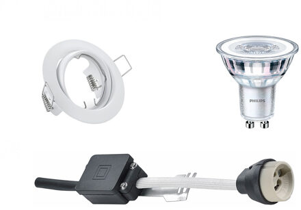 LED Spot Set - GU10 Fitting - Inbouw Rond - Mat Wit - Kantelbaar Ø83mm - Philips - CorePro 827 36D - 3.5W - Warm Wit