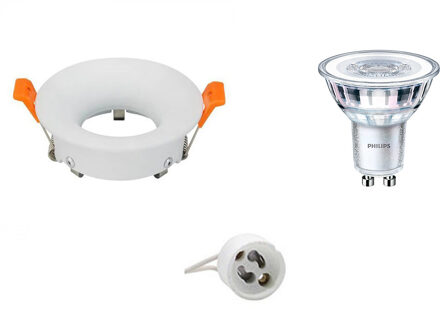 LED Spot Set - GU10 Fitting - Inbouw Rond - Mat Wit - Ø85mm - Philips - CorePro 827 36D - 3.5W - Warm Wit 2700K