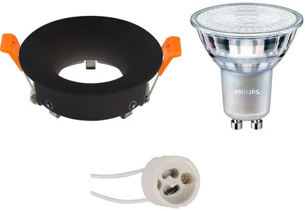 LED Spot Set - GU10 Fitting - Inbouw Rond - Mat Zwart - Ø85mm - Philips - MASTER 927 36D VLE - 3.7W - Warm Wit