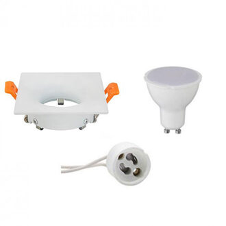 LED Spot Set - GU10 Fitting - Inbouw Vierkant - Mat Wit - 6W - Natuurlijk Wit 4200K - 85mm