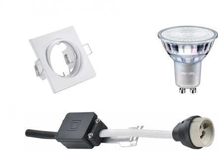 LED Spot Set - GU10 Fitting - Inbouw Vierkant - Mat Wit - Kantelbaar 80mm - Philips - MASTER 927 36D VLE - 3.7W - Warm