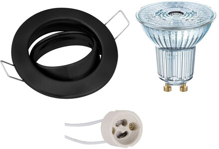 LED Spot Set - LEDVANCE Parathom PAR16 927 36D - GU10 Fitting - Dimbaar - Inbouw Rond - Mat Zwart - 5.5W - Warm Wit