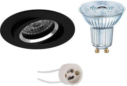 LED Spot Set - LEDVANCE Parathom PAR16 927 36D - Pragmi Aerony Pro - GU10 Fitting - Dimbaar - Inbouw Rond - Mat Zwart