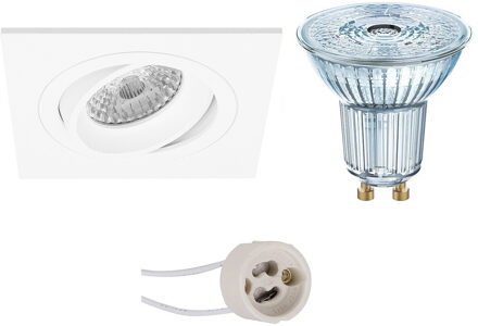 LED Spot Set - LEDVANCE Parathom PAR16 927 36D - Pragmi Borny Pro - GU10 Fitting - Dimbaar - Inbouw Vierkant - Mat Wit