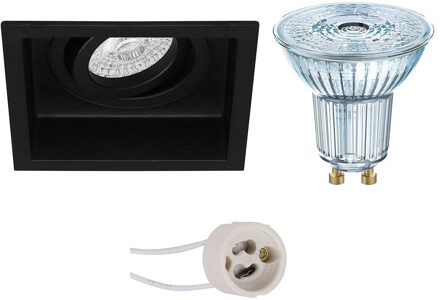 LED Spot Set - LEDVANCE Parathom PAR16 927 36D - Pragmi Domy Pro - GU10 Fitting - Dimbaar - Inbouw Vierkant - Mat Zwart