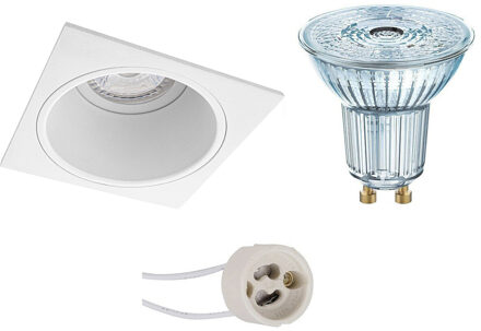 LED Spot Set - LEDVANCE Parathom PAR16 927 36D - Pragmi Minko Pro - GU10 Fitting - Dimbaar - Inbouw Vierkant - Mat Wit