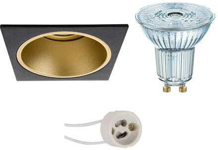 LED Spot Set - LEDVANCE Parathom PAR16 927 36D - Pragmi Minko Pro - GU10 Fitting - Dimbaar - Inbouw Vierkant - Mat Zwart