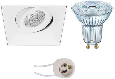 LED Spot Set - LEDVANCE Parathom PAR16 927 36D - Pragmi Nivas Pro - GU10 Fitting - Dimbaar - Inbouw Vierkant - Mat Wit