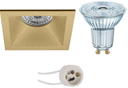 LED Spot Set - LEDVANCE Parathom PAR16 927 36D - Pragmi Pollon Pro - GU10 Fitting - Dimbaar - Inbouw Vierkant - Mat Goud Goudkleurig