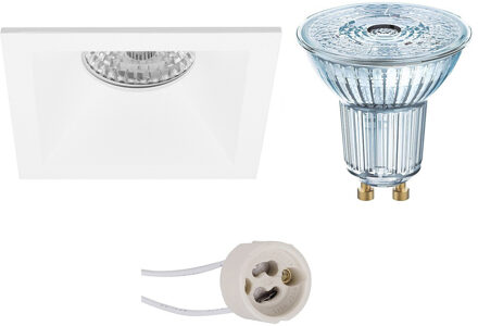 LED Spot Set - LEDVANCE Parathom PAR16 927 36D - Pragmi Pollon Pro - GU10 Fitting - Dimbaar - Inbouw Vierkant - Mat Wit