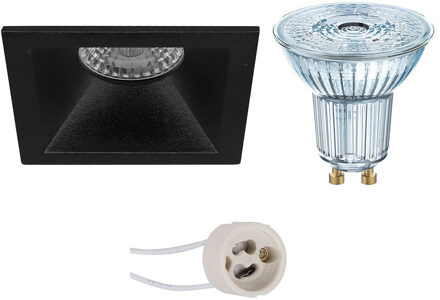 LED Spot Set - LEDVANCE Parathom PAR16 927 36D - Pragmi Pollon Pro - GU10 Fitting - Dimbaar - Inbouw Vierkant - Mat Zwart