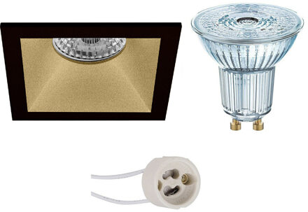 LED Spot Set - LEDVANCE Parathom PAR16 927 36D - Pragmi Pollon Pro - GU10 Fitting - Dimbaar - Inbouw Vierkant - Mat Zwart