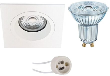 LED Spot Set - LEDVANCE Parathom PAR16 927 36D - Pragmi Rodos Pro - GU10 Fitting - Dimbaar - Inbouw Vierkant - Mat Wit