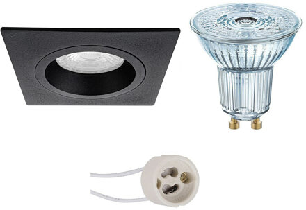 LED Spot Set - LEDVANCE Parathom PAR16 927 36D - Pragmi Rodos Pro - GU10 Fitting - Dimbaar - Inbouw Vierkant - Mat Zwart