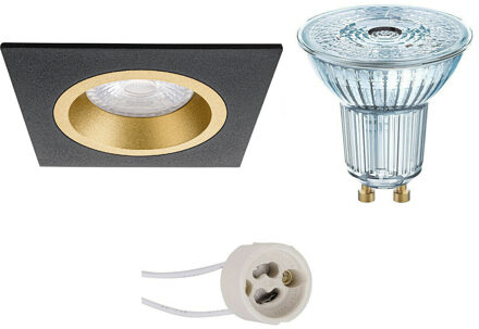 LED Spot Set - LEDVANCE Parathom PAR16 927 36D - Pragmi Rodos Pro - GU10 Fitting - Dimbaar - Inbouw Vierkant - Mat Zwart