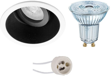 LED Spot Set - LEDVANCE Parathom PAR16 927 36D - Pragmi Zano Pro - GU10 Fitting - Dimbaar - Inbouw Rond - Mat Zwart/Wit