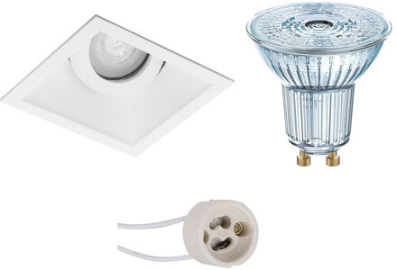 LED Spot Set - LEDVANCE Parathom PAR16 927 36D - Pragmi Zano Pro - GU10 Fitting - Dimbaar - Inbouw Vierkant - Mat Wit