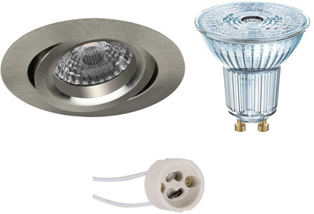 LED Spot Set - OSRAM Parathom PAR16 927 36D - Pragmi Aerony Pro - GU10 Fitting - Dimbaar - Inbouw Rond - Mat Nikkel - Zilverkleurig