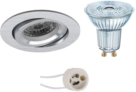 LED Spot Set - OSRAM Parathom PAR16 927 36D - Pragmi Aerony Pro - GU10 Fitting - Dimbaar - Inbouw Rond - Mat Zilver - Zilverkleurig