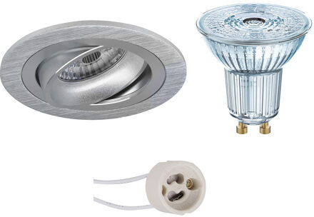 LED Spot Set - OSRAM Parathom PAR16 927 36D - Pragmi Alpin Pro - GU10 Fitting - Dimbaar - Inbouw Rond - Mat Zilver - Zilverkleurig