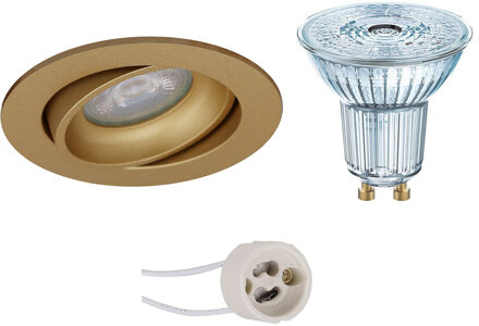 LED Spot Set - OSRAM Parathom PAR16 927 36D - Pragmi Delton Pro - GU10 Fitting - Dimbaar - Inbouw Rond - Mat Goud - 3.7W Goudkleurig