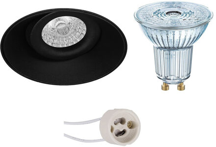 LED Spot Set - OSRAM Parathom PAR16 927 36D - Pragmi Nivas Pro - GU10 Fitting - Dimbaar - Inbouw Rond - Mat Zwart - 3.7W