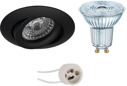 LED Spot Set - OSRAM Parathom PAR16 927 36D - Pragmi Uranio Pro - GU10 Fitting - Dimbaar - Inbouw Rond - Mat Zwart