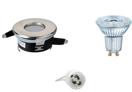 LED Spot Set - OSRAM Parathom PAR16 940 36D - Aigi - GU10 Fitting - Waterdicht IP65 - Dimbaar - Inbouw Rond - Mat Chroom Zilverkleurig