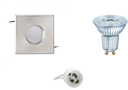 LED Spot Set - OSRAM Parathom PAR16 940 36D - Aigi - GU10 Fitting - Waterdicht IP65 - Dimbaar - Inbouw Vierkant - Mat Zilverkleurig