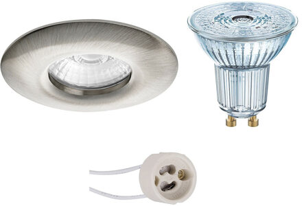 LED Spot Set - OSRAM Parathom PAR16 940 36D - Pragmi Luno Pro - Waterdicht IP65 - GU10 Fitting - Dimbaar - Inbouw Rond - Zilverkleurig