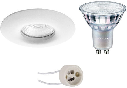 LED Spot Set - Pragmi Luno Pro - Waterdicht IP65 - GU10 Fitting - Inbouw Rond - Mat Wit - Ø82mm - Philips - MASTER 927