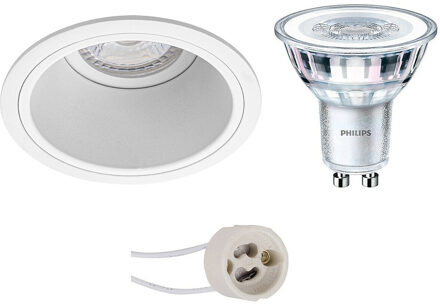 LED Spot Set - Pragmi Minko Pro - GU10 Fitting - Inbouw Rond - Mat Wit - Verdiept - Ø90mm - Philips - CorePro 827 36D