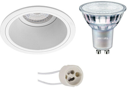 LED Spot Set - Pragmi Minko Pro - GU10 Fitting - Inbouw Rond - Mat Wit - Verdiept - Ø90mm - Philips - MASTER 927 36D VLE