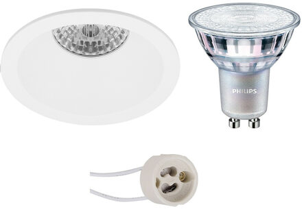 LED Spot Set - Pragmi Pollon Pro - GU10 Fitting - Inbouw Rond - Mat Wit - Verdiept - Ø82mm - Philips - MASTER 927 36D