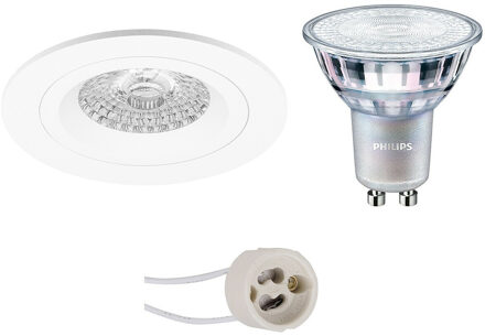 LED Spot Set - Pragmi Rodos Pro - GU10 Fitting - Inbouw Rond - Mat Wit - Ø93mm - Philips - MASTER 927 36D VLE - 3.7W