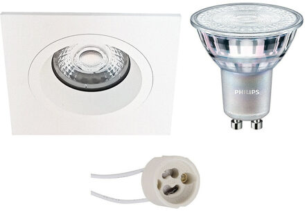 LED Spot Set - Pragmi Rodos Pro - GU10 Fitting - Inbouw Vierkant - Mat Wit - 93mm - Philips - MASTER 927 36D VLE - 3.7W