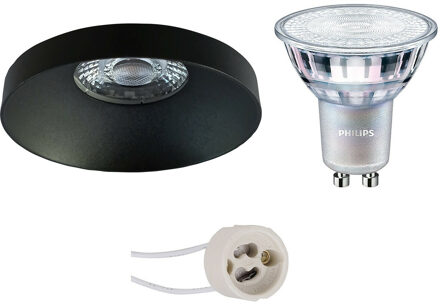 LED Spot Set - Pragmi Vrito Pro - GU10 Fitting - Inbouw Rond - Mat Zwart - Ø82mm - Philips - MASTER 927 36D VLE - 3.7W