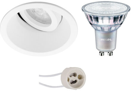 LED Spot Set - Pragmi Zano Pro - GU10 Fitting - Inbouw Rond - Mat Wit - Kantelbaar - Ø93mm - Philips - MASTER 927 36D