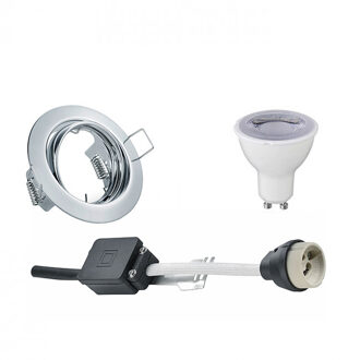 LED Spot Set - Trion - GU10 Fitting - Dimbaar - Inbouw Rond - Glans Chroom - 6W - Helder/Koud Wit 6400K - Kantelbaar Zilverkleurig