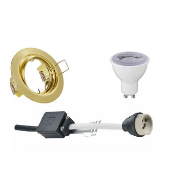 LED Spot Set - Trion - GU10 Fitting - Dimbaar - Inbouw Rond - Mat Goud - 6W - Warm Wit 3000K - Kantelbaar Ø83mm Goudkleurig