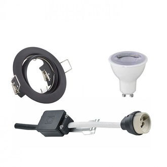 LED Spot Set - Trion - GU10 Fitting - Dimbaar - Inbouw Rond - Mat Zwart - 6W - Warm Wit 3000K - Kantelbaar Ø83mm